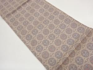 連珠丸文に鳥獣模様織出し全通袋帯